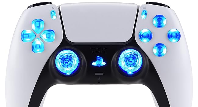 eXtremeRate 7 Colors 9 Modes Luminated Dpad Face Buttons Thumbsticks DTF LED Kit for PS5 Controller