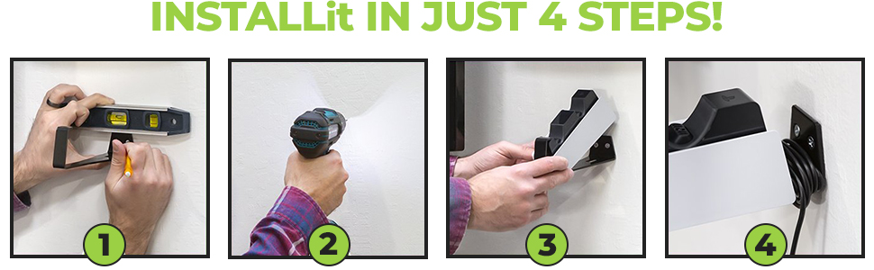 The HIDEit DualSense Charging Station Mount is easy to install in just 4 steps