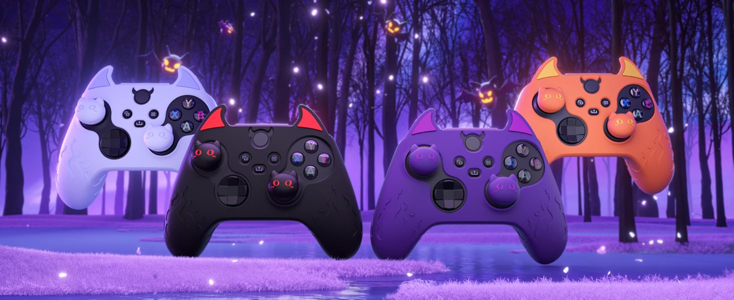 cute demon silicone cover for Xbox Core Wireless Controller with Thumb Grip Caps