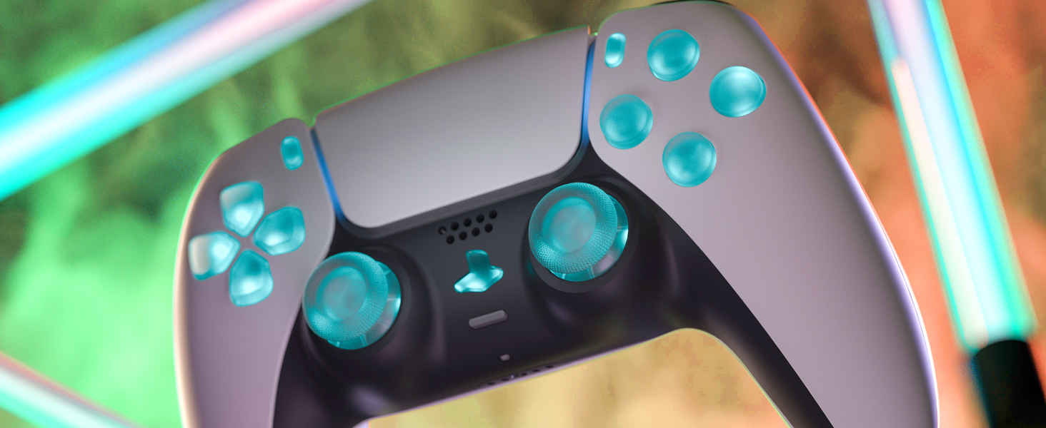 eXtremeRate 7 Colors 9 Modes Luminated Dpad Face Buttons Thumbsticks DTF LED Kit for PS5 Controller