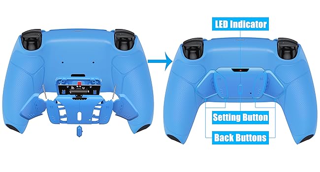 eXtremerate Programable RISE4 Remap Kit for PS5 Controller Back Paddles Back Button Keys Attachment