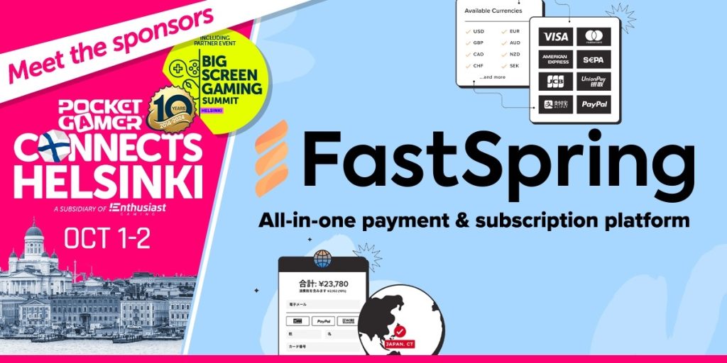 FastSpring joins Pocket Gamer Connects Helsinki as exclusive Diamond Sponsor