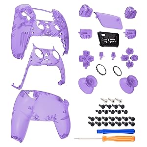 Clear Atomic Purple Full Set Shells Buttons for PS5 Controller