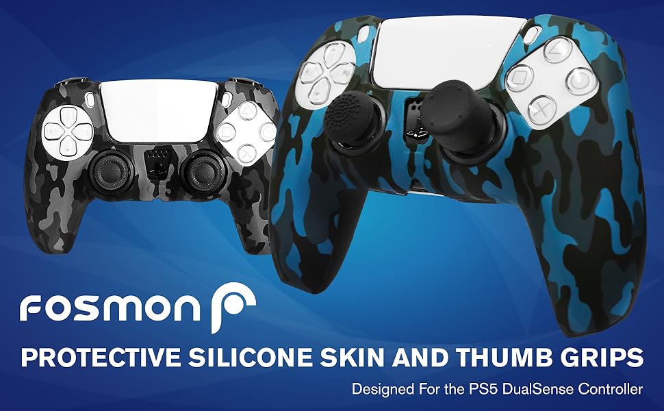 fosmon protective silicone skin and thumb grips for the ps5 controller